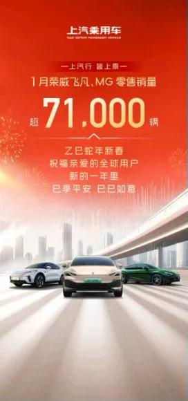 喜迎2025開門紅!1月份上汽銷售35.3萬輛,領跑行業